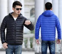 2014 New Winter jacket Man’s Outerwear Hooded Down Jacket Men Winter WarmDown Coat Men Light White Duck Down free shipping