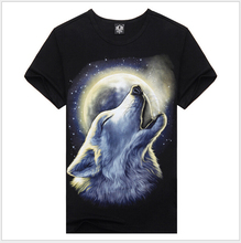 New 2015 Hot Men Summer 3D t Shirt,Street Fashion Casual o Neck 3D T-Shirts,Thailand Design 3D T Shirts Wolf Europe Size,M-3L