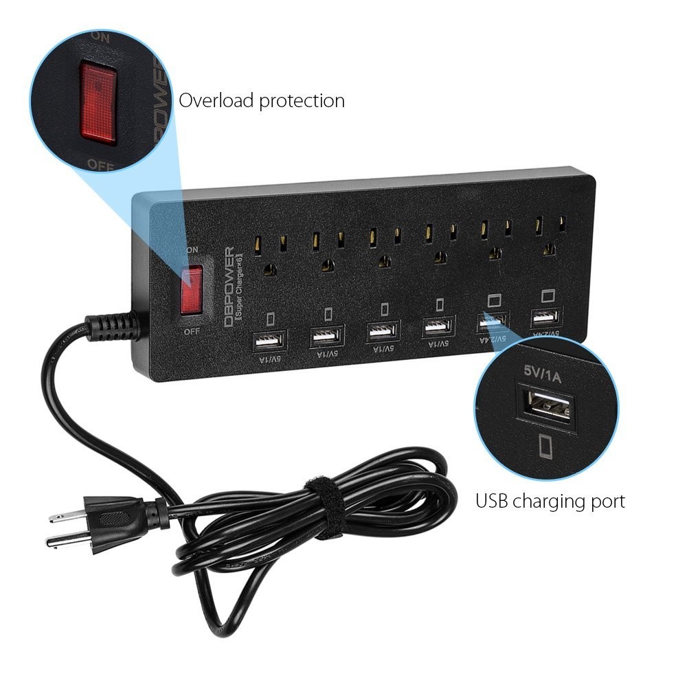 DBPOWER Socket USB Power Strip+ AC Power Socket Surge Protected Extension Sockets Travel Adapter Wall Socket Black EU UK US Plug