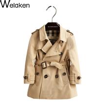 Girls Trench Coat Children Coat 2016 Fashion Autumn Spring Long Outwear Kids jackets Plaid Casual Style Winter Jackets