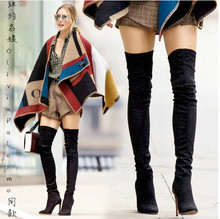 New OliviaPalermo style Winter women Over The knee high boots Long boots Red bottom thigh high woman genuine leather boots