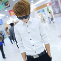 Men s Shirts 2016 Spring Autumn Long Sleeve Square Collar Cotton Solid Casual Slim Shirts Camisa