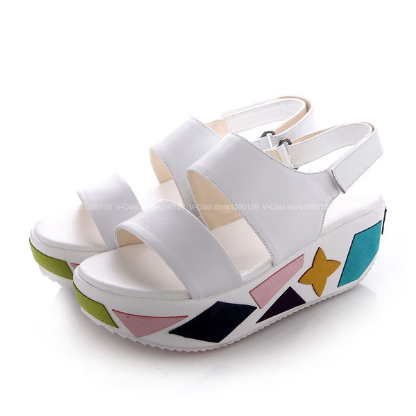 Women 2015 Thick Platform Sandals White Women Wedge Sandals Designer ...