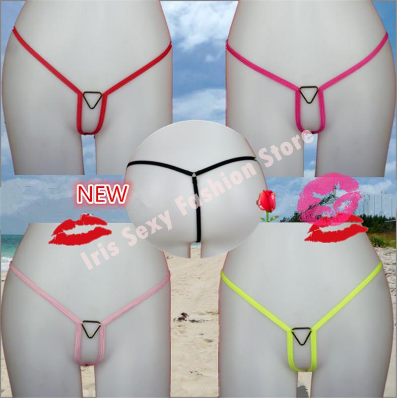 NEW Hot Women's cotton open crotch transparent mini micro bikini g str...