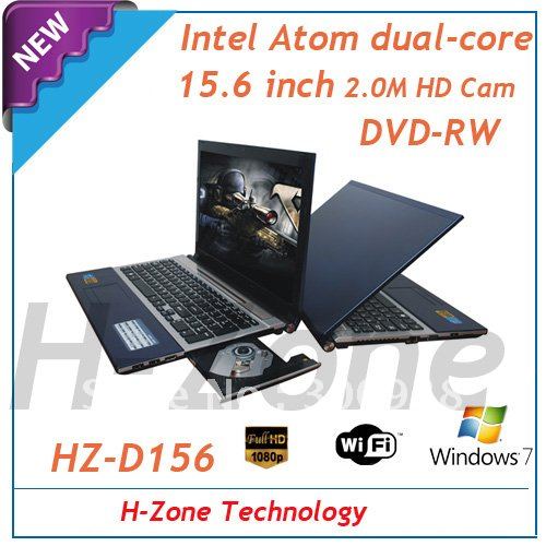Popular 15 6 inch laptop with Intel Atom Dual core D2500 1 86Ghz CPU 4GB RAM