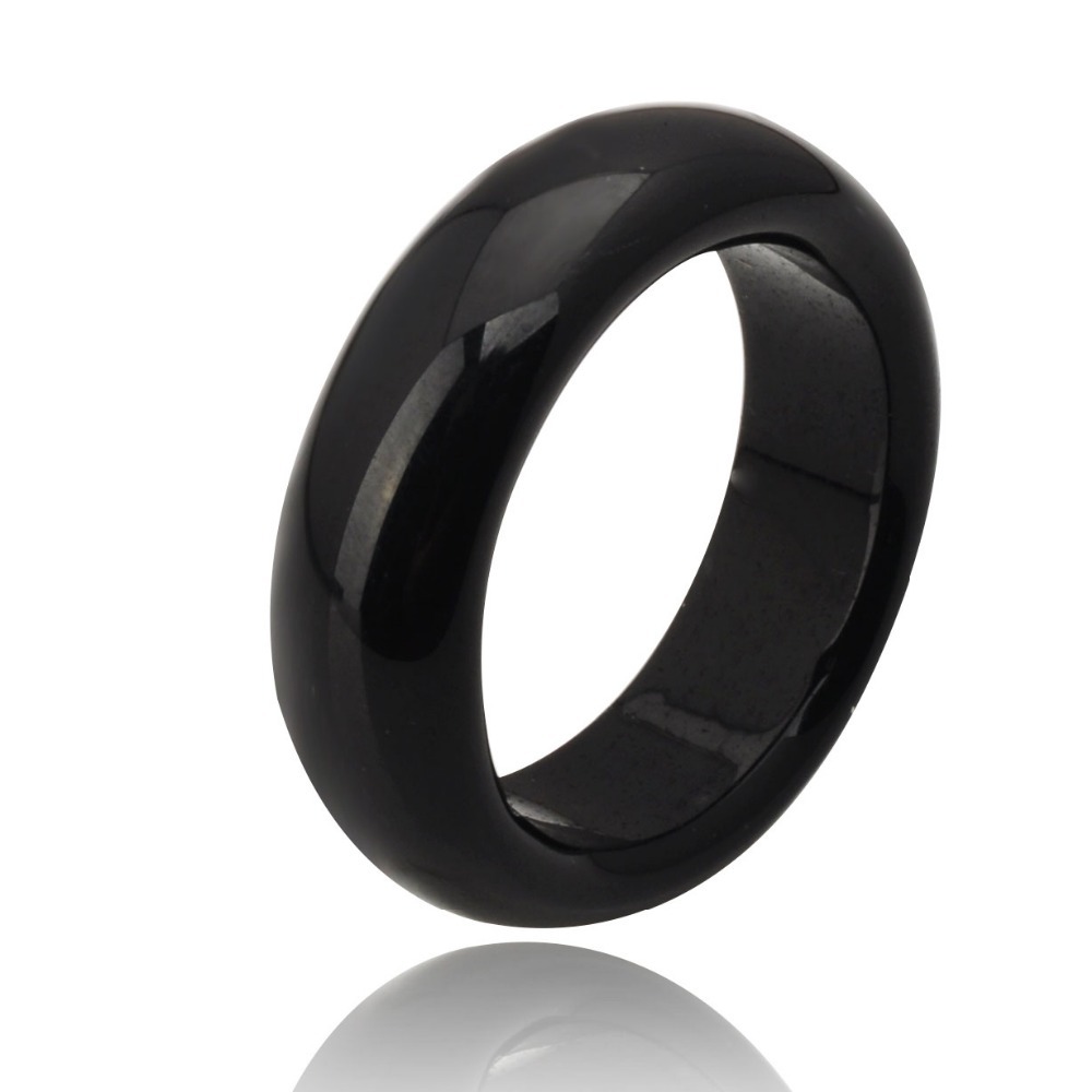 Hot Sale high quality Natural black Agate jade Crystal jewelry engagement wedding rings for women and men Love gifts bijoux