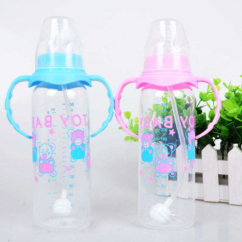 250Ml baby feeding bottle PP bottle with handle standard caliber Nursing bottle automatic nipple with breast milk bottle 6