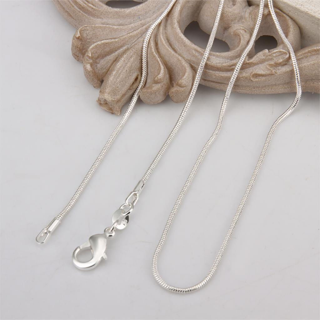 Hot 16 18 20 22 24inches Lobster Clasp Silver Plated snake chain necklace for women men