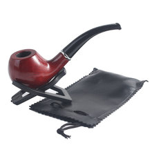 JKLONG Mens Durable Sheath And Pipe Rack Synthetic Leather Wooden Pipe Tobacco Smoking Pipe