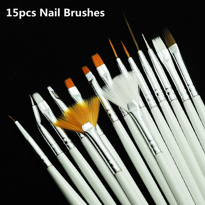 nail brushes set 15pcs white decorations gel painting nail brushes set 15pcs white decorations gel painting