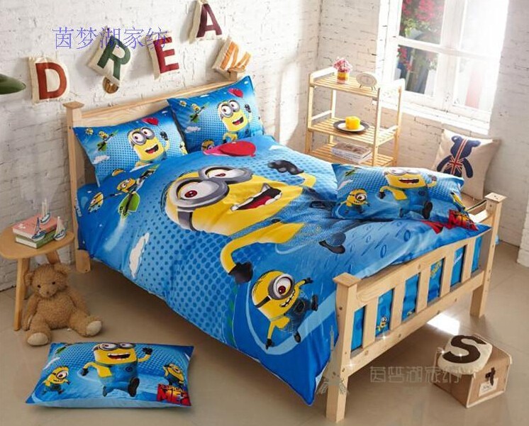 2015-100-cotton-minion-bed-sheet-for-baby-bed-Cartoon ...