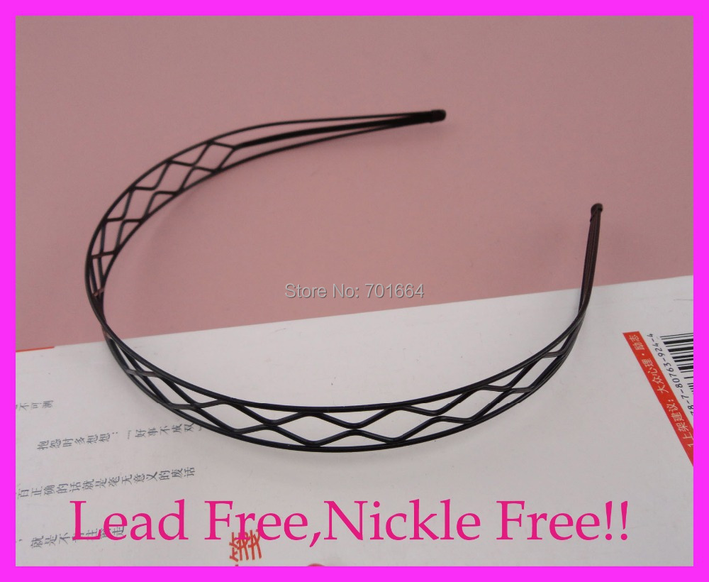 Bargain for Bulk 12 mm Four waves plain black  metal hair headbands at nickle free and lead free quality