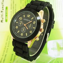 Casual Watch Geneva Unisex Quartz watch 14color men women Analog wristwatches Sports Watches Rose Gold Silicone