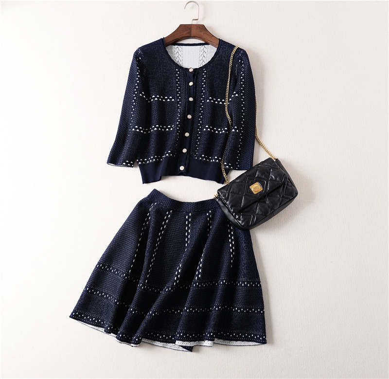 Jacquard Knitted Woman Set Cardigan and Skirt 2016 Spring New Arrival Women Top and Skirt Two Piece Ensemble Femme et Haut 2016