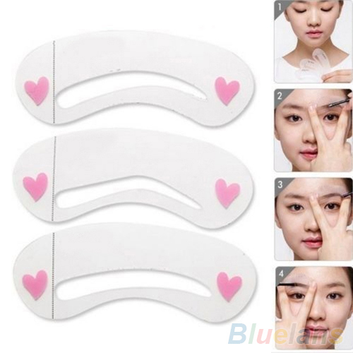 3Pcs lot Durable Eyebrow Assistant Template Drawing Card Brow Make Up Stencil 4BIQ