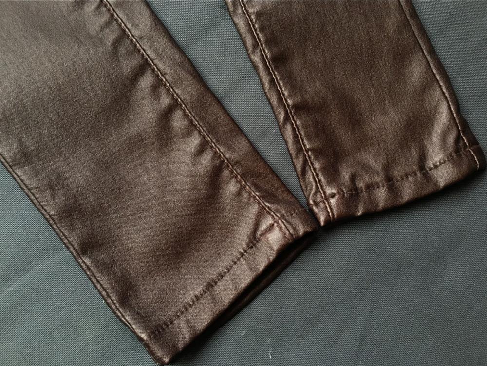 brown coated jeans