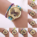 Women Girl Handmade Weaved Braided Butterfly Bracelet Dial Quarzt Watch wholesale Free shipping
