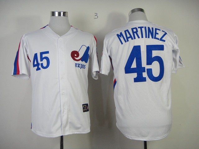 Montreal Expos Mens Jerseys #45 Pedro Martinez White Throwback Baseball Jersey