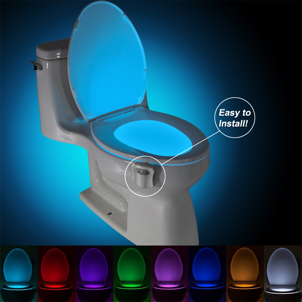 Датчик Туалет Свет СВЕТОДИОДНЫЕ Лампы Человека Motion Активированный ПИР 8 Цвета Автоматическая RGB Ночное освещение
