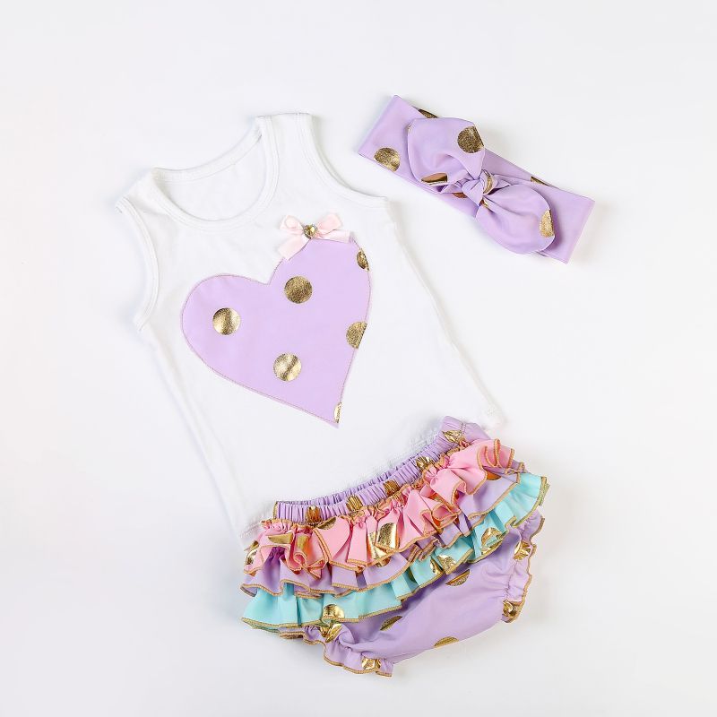 choose color Baby Girls Ruffle Bloomers Diaper Cover Gold Polka Dot Baby Bloomer top Set Polka