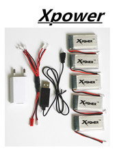 3.7v 1200Mah Xpower Li-polymer lipo battery 5 in 1 USB charger cable plug for Syma X5SW X5SC M18 H5P drone RC Quadcopter 5pcs