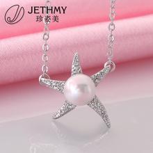 N008 Wholesale Women Necklace 18K Gold Plated Austrian Crystal Pendant Necklace Pearl Jewlery Vintage Statement collares