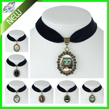 16 Style Alice Cheshire Cat Movie jewelry Black Velvet Choker Necklace White Rabbit The Hatter Vintage Statement Necklaces