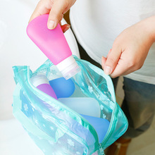 5 color waterproof PVC cosmetic vacuum bag women transparent organizer for Makeup pouch storage compression bags HBG03