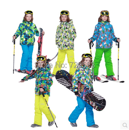 2015FREE SHIPPING phibee kids ski warm suit winter boys clothing set children skiing suit jacket pant