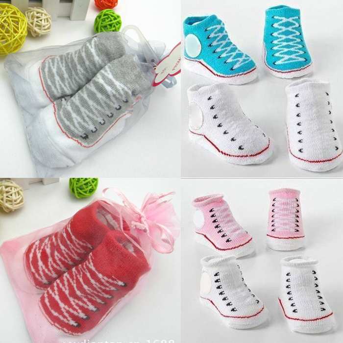 1 pair with non slip rubber soled Cartoon Baby Socks Newborn Unisex Anti slip Shoes Boots