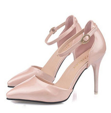 Women Pumps Pointy Toe Ankle Strap Womens High Heels white shoes Cocktail Party shoes Summer wedding