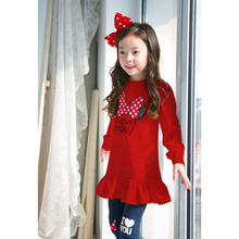 Lucky Store minnie baby girls clothing set long section t shirt letter leggings 2pcs set