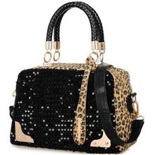 NEW ! Free Shipping Fashion Paillette Leopard Pattern Shoulder Bag Women’s Leather Handbag Messenger Bags M749