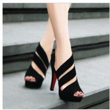 2016 New Fashion Women’s Open Toe Sandals Shoes Sexy Queen Stiletto High Heels Sandals Black Wedding Shoes Drop Shipping