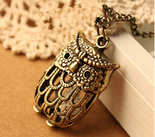 Hollow out cute owl necklace restoring ancient ways Sweater chain long owl pendant necklace