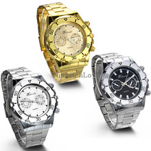 2015 Fashion High quality men’s watch Two Eyes Clocks quartz watches men stainless steel wristwatch relogio masculino
