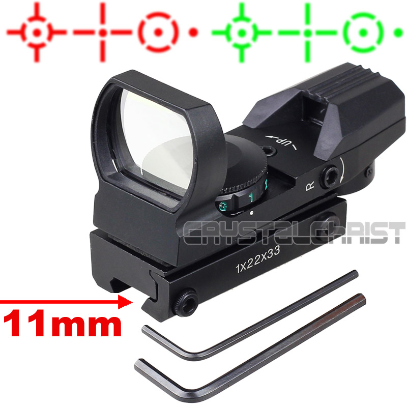 Red Green Dot Projected Reflex 4 Reticle Holographic Tactical Reflex Air Rifle Pistol  Sight Scope W/ Mount 11mm