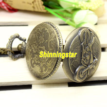 Free shipping Bronze Motorcycle Motorbike MOTO Pocket Watch Necklace Pendant Mens Gift P79