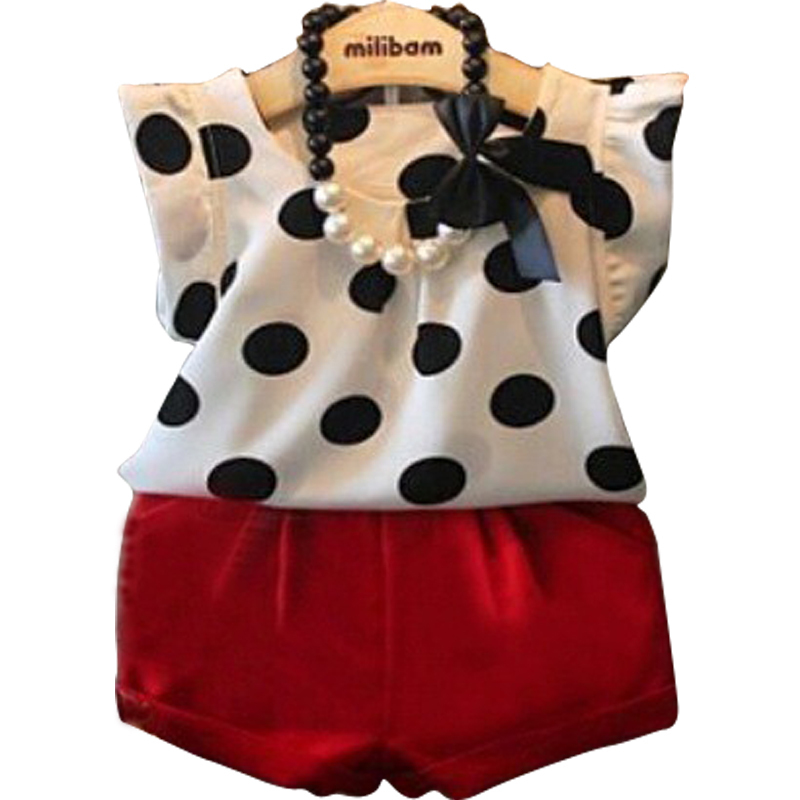 new year girls clothing sets T shirt short necklace baby girls clothes children clothing
