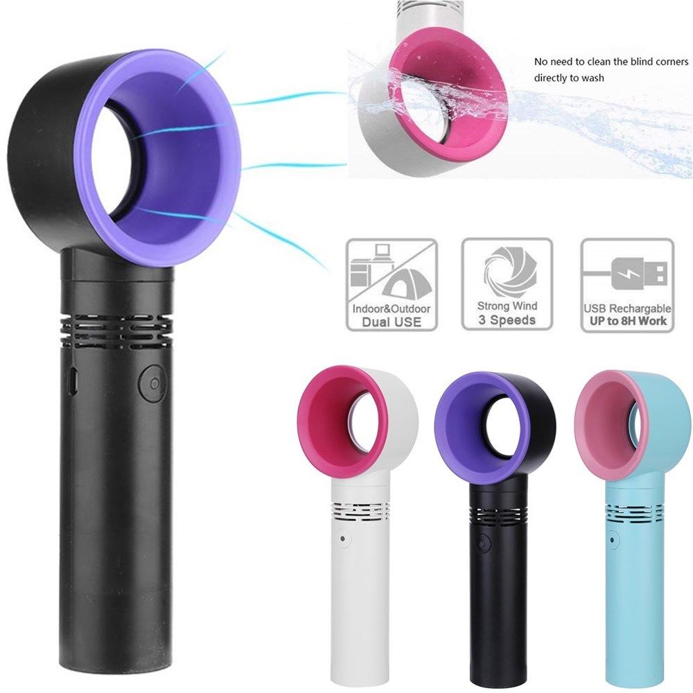360 Degrees Portable Bladeless Hand Held Cooler Mini USB No Leaf Handy Air Fan