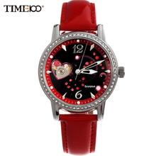 TIME100 Ladies New Fashion 12 Constellation Scorpio Automatic Mechanical Self-Winding Skeleton Leather Brand Women Wrist Watches