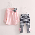 2016 Spring Autumn Girls Clothing Sets Baby Kids Clothes Suit Children Full Sleeve Striped T Shirt