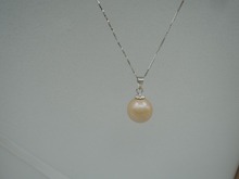 100% nature fresh-water round pearl necklace with s925 siliver chain
