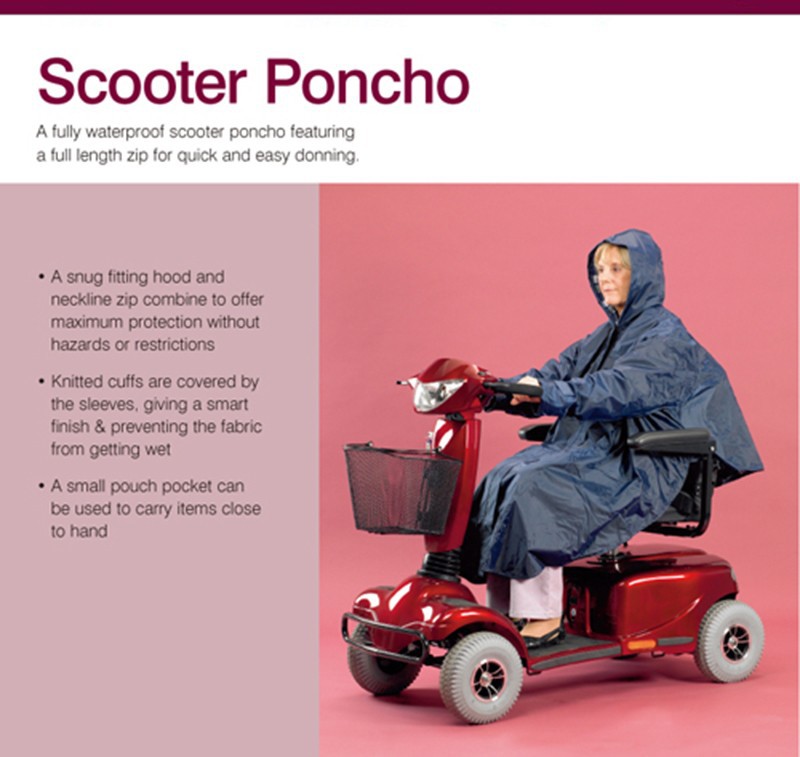 1x Waterproof Scooter PonchoRainwearRaincoatCape Outdoor Neckline Zip Hood Scooter Raincoat Rehabilitation Accessories