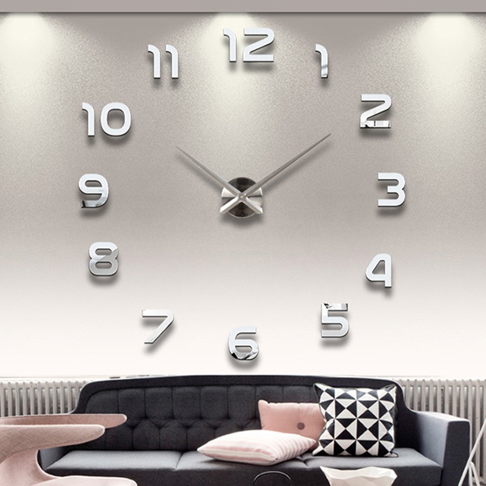 Home Decoration Big Number Mirror Wall Clock Modern Design Large Designer Wall Clock 3D Watch Wall Unique Gifts 1611371