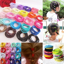 Mixed Color Baby Girl Kids Tiny Hair Bands Elastic Ties Ponytail Holder 100 Pcs