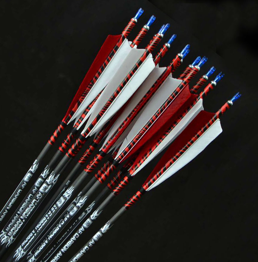 6pcs pack 80cm Carbon Arrows Spine 500 With Turkey feather for 20 50lbs Longbow Recurve Bow