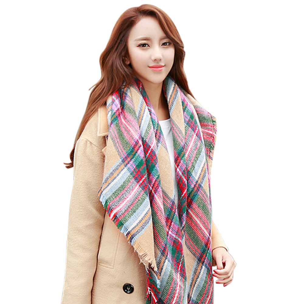 Lady Women Blanket Oversized font b Tartan b font Scarf Shawl Free Shipping