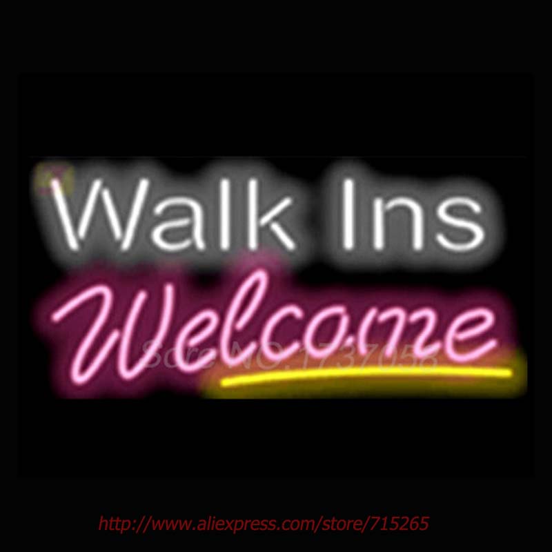 Walk Ins Welcome Salons Neon Sign Commercial Neon Bulbs Real Glass Tube Handicrafted Recreation Room Attract