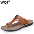 2017 Fashion Casual Summer Men Designer Genuine Leather Beach Flip Flops Men Flat Outdoor Sandals Slipper